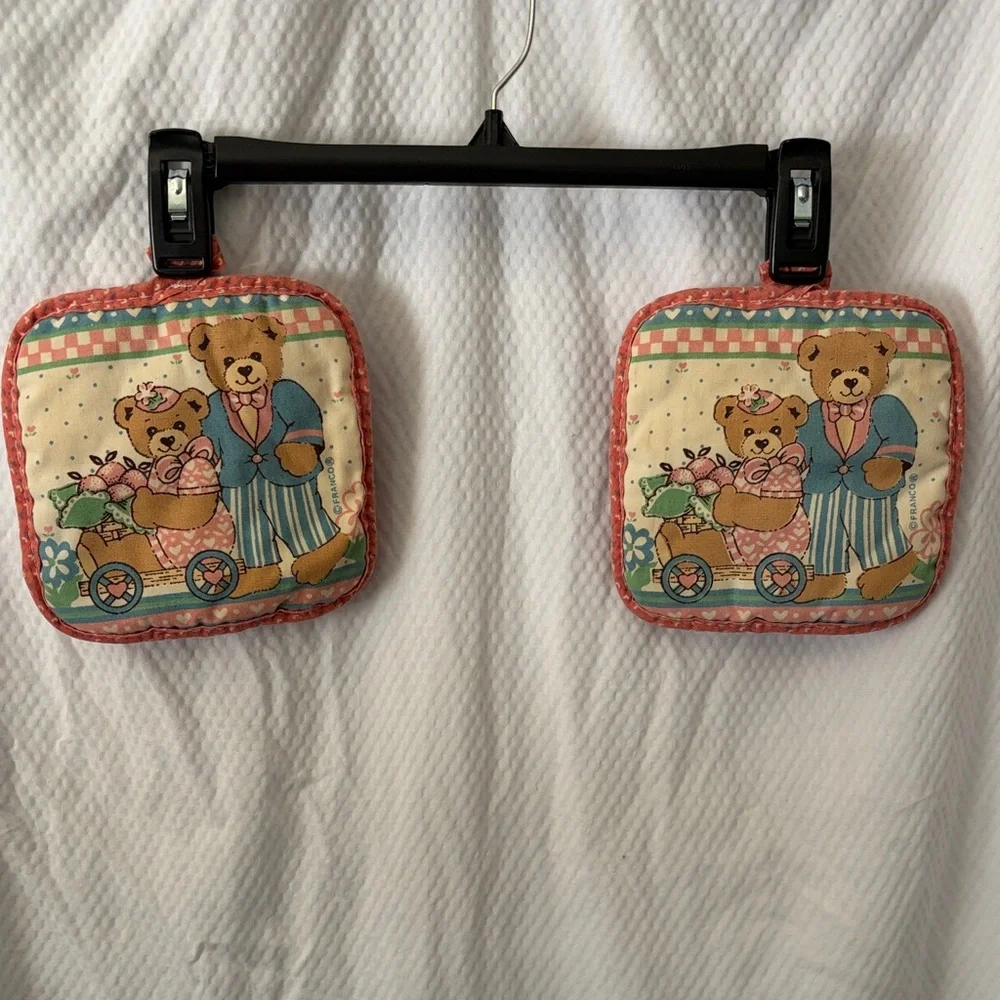 Vintage FRANCO Bear Couple Set of Two Blue & Pink Print